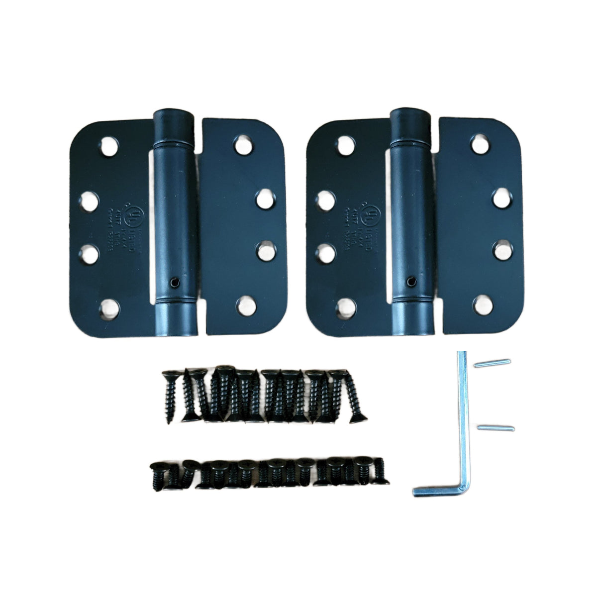Spring Loaded Hinges - Residential - 4" With 5/8" Radius Corner - Template (Arch) Hole Pattern - Multiple Finishes - 2 Pack