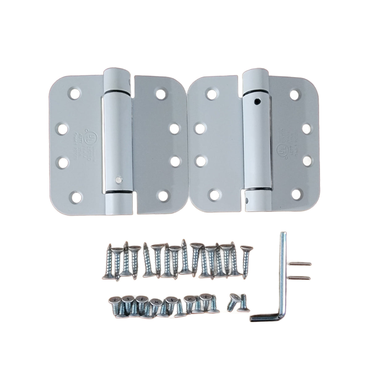 Spring Loaded Hinges - Residential - 4" With 5/8" Radius Corner - Template (Arch) Hole Pattern - Multiple Finishes - 2 Pack