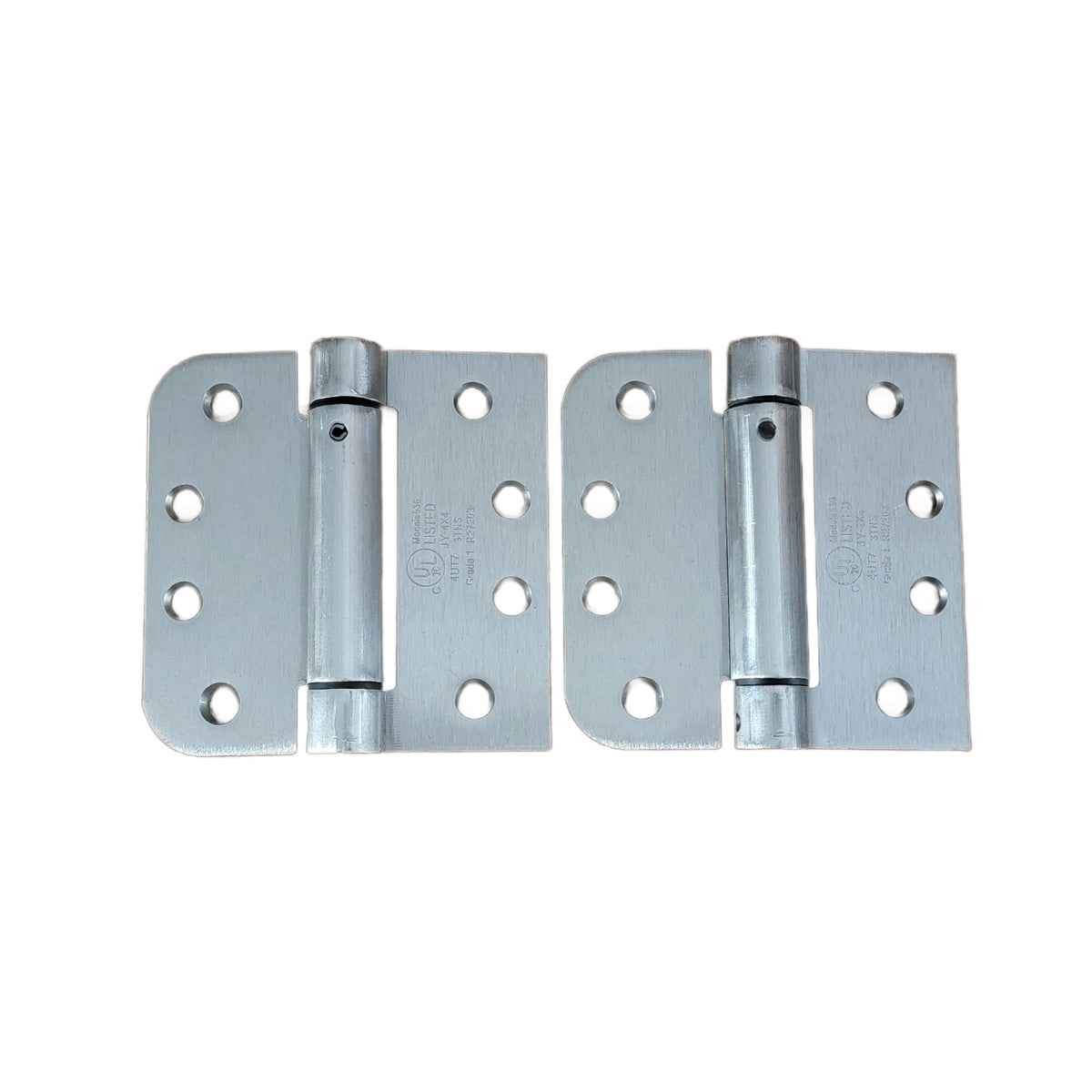 Spring Hinges Self Closing 4" With 5/8" Square Radius - Template (Arch) Hole Pattern - Multiple Finishes - 2 Pack