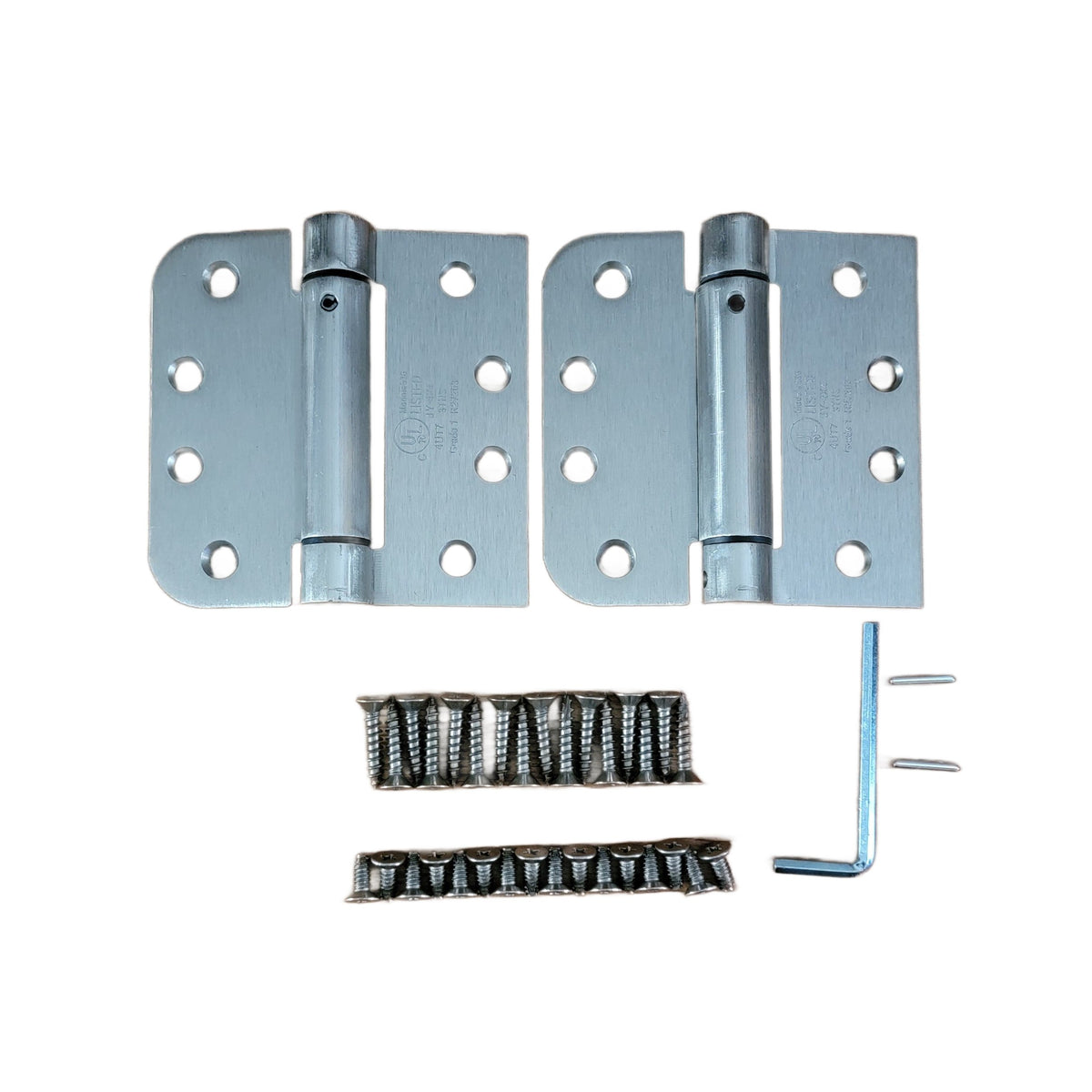 Spring Hinges Self Closing 4" With 5/8" Square Radius - Template (Arch) Hole Pattern - Multiple Finishes - 2 Pack
