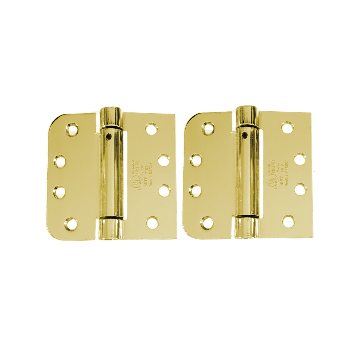 Spring Hinges Self Closing 4" With 5/8" Square Radius - Template (Arch) Hole Pattern - Multiple Finishes - 2 Pack