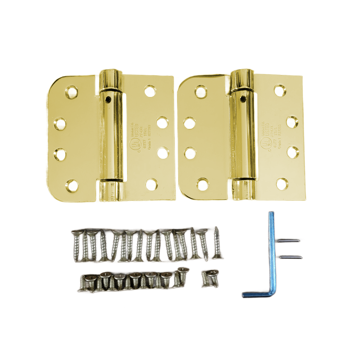 Spring Hinges Self Closing 4" With 5/8" Square Radius - Template (Arch) Hole Pattern - Multiple Finishes - 2 Pack
