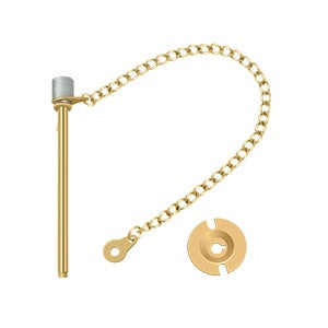 3-inch window door pin with chain and cap, available in multiple finishes, sold individually for secure installation.