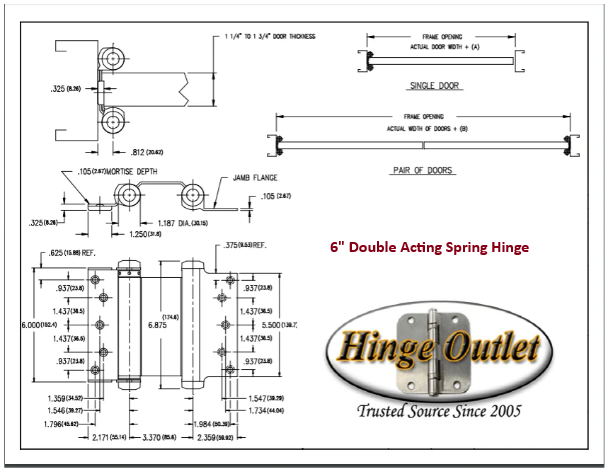 Double Action Spring Hinges - Adjustable - Oil Rubbed Bronze - 4 Inches To 6 Inches