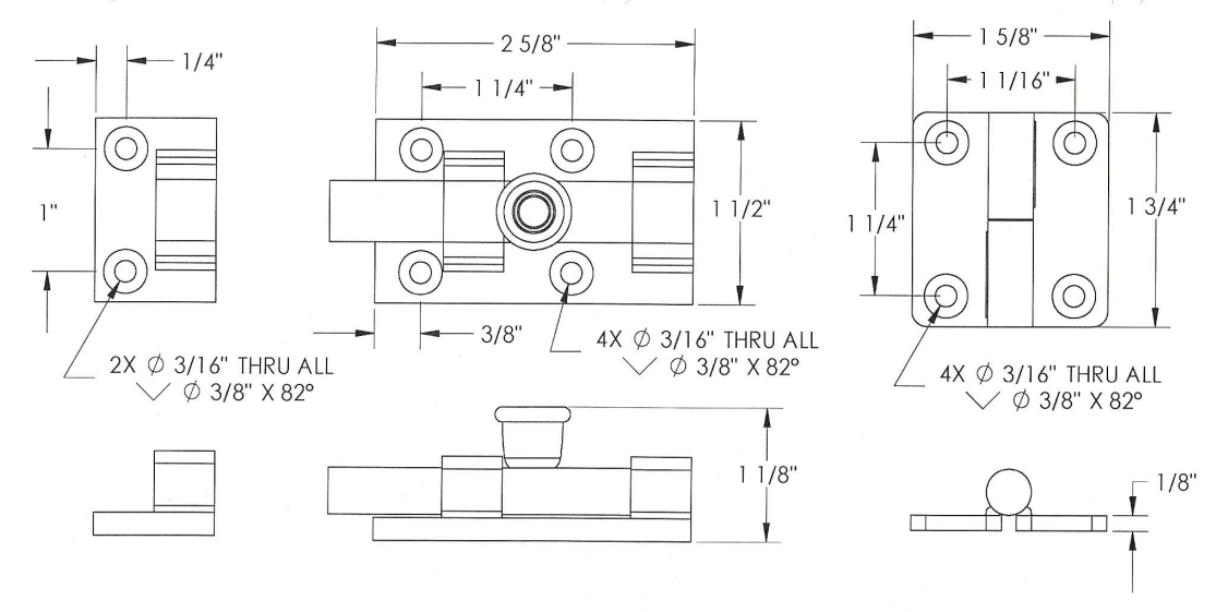 Hinge and Latch Kit for Door and Gate Grille Iron Door Viewer - Multiple Finishes Available - Sold as Set