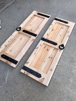 Ponderosa style dummy strap hinges in various sizes, designed for decorative use on wooden doors. Sold individually.