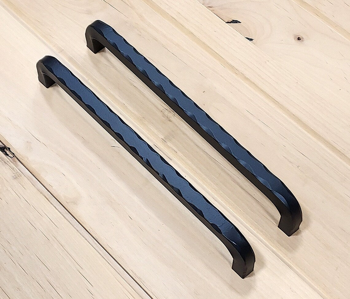 Slimline Barn Door Handle Pull with Hammered Edges - Black Powder Coat Finish - 2 Pack