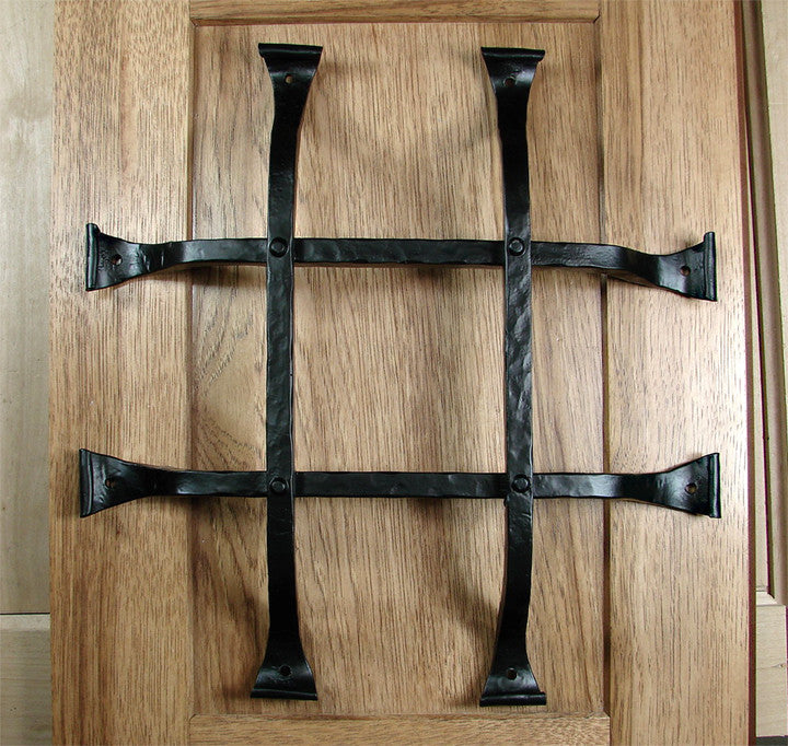 Premium curled tip door and gate grille in black powder coat finish, 12x12 inches with four bars, sold individually.
