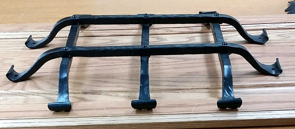 Premium curled tip door and gate grille in black powder coat finish, measuring 12x16 inches with five bars.