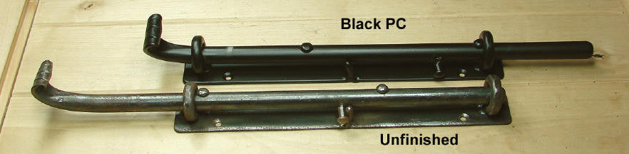 15" Heavy Duty Rustic Cane Bolt- for bottom of door or gate (incl flat strike plate)