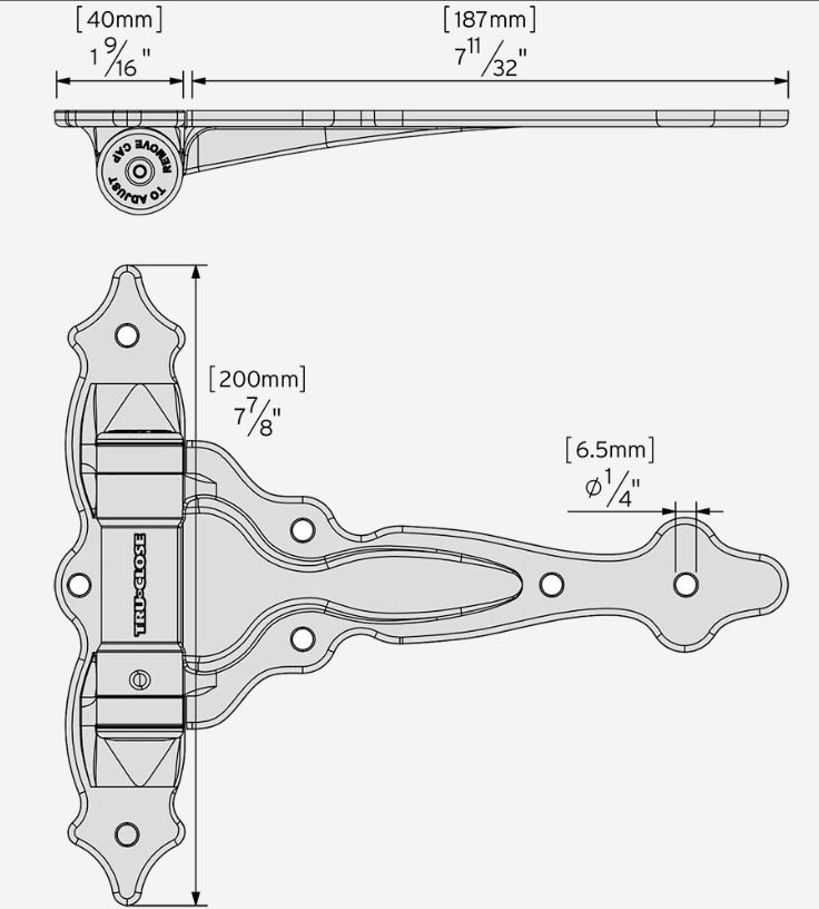 Adjustable Gate Spring T-Hinge - Black For Gate Gap (1/4" - 7/8") Tca4 For Wood, Metal Or Vinyl Gates