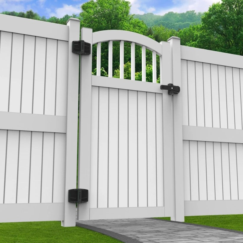 TruClose heavy-duty adjustable gate spring hinges for vinyl or composite gates, designed for 5/8" to 1-11/16" gaps.