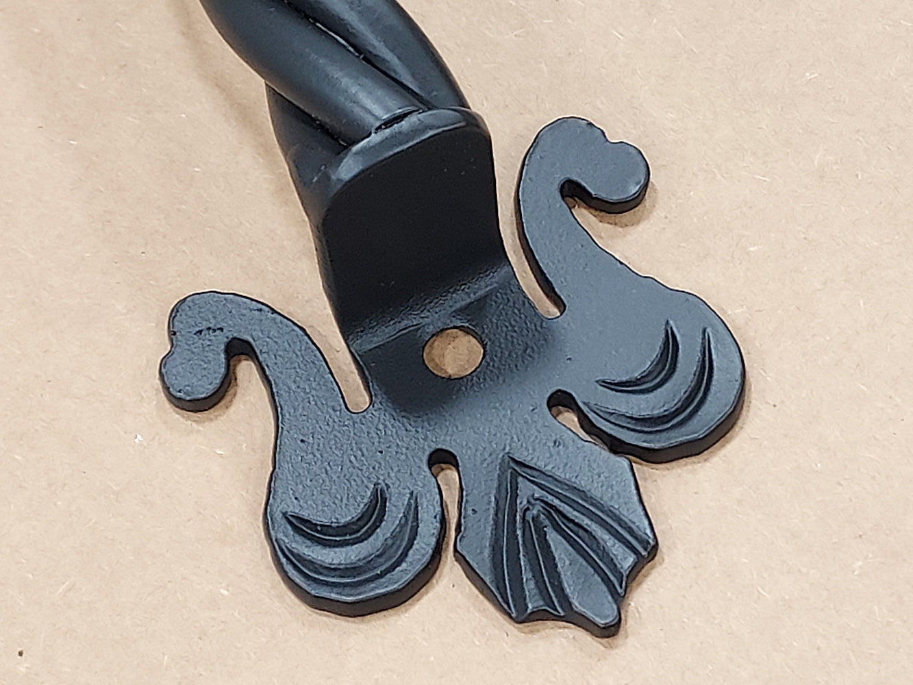 Iron Strand Barn Door Handle with Fleur De Lis Mounting Bases