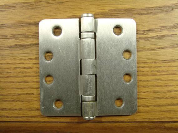 Clearance- 4" X 4" With 1/4" Radius Corners Satin Nickel Commercial Ball Bearing Hinges - Sold In Pairs