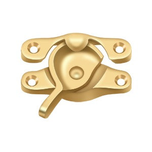 Window sash lock in various finishes, measuring 1" x 2-5/8", sold individually for secure window closure.