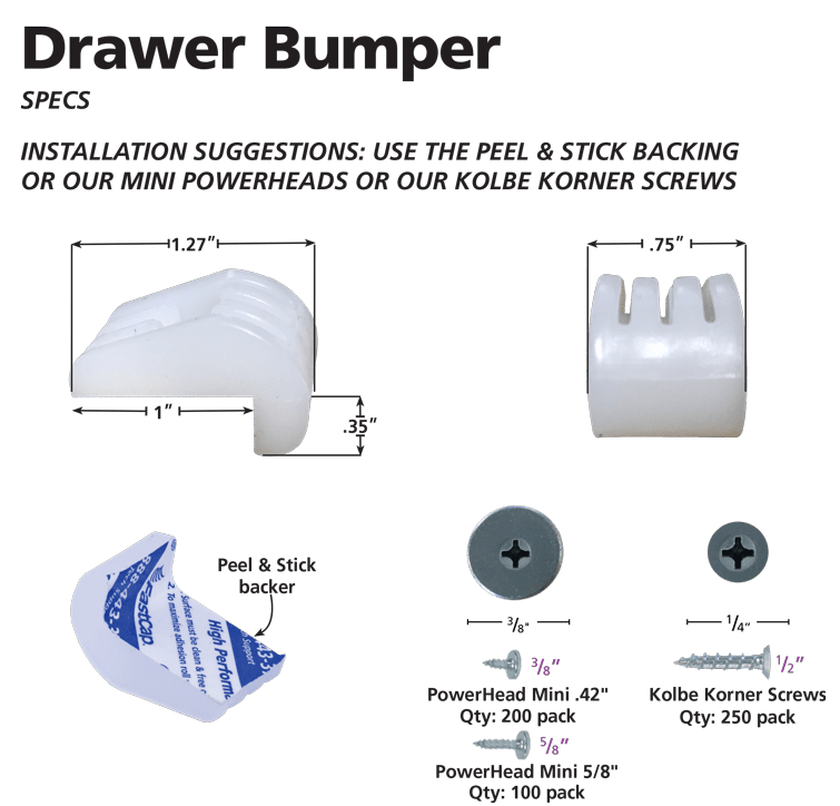 Cabinet Hardware - Drawer Bumper - 10 Pack