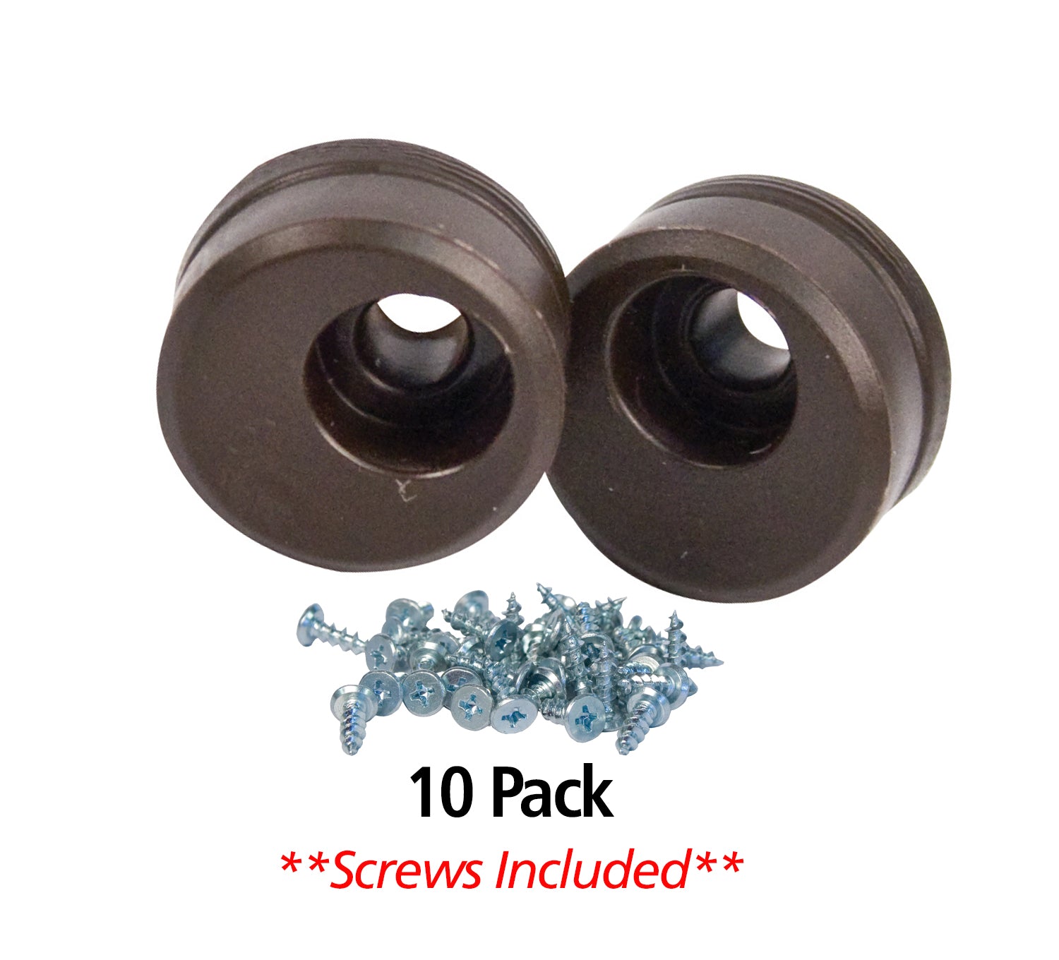 Euro cabinet door stops in a 10 pack with included screws for easy installation and enhanced door protection.