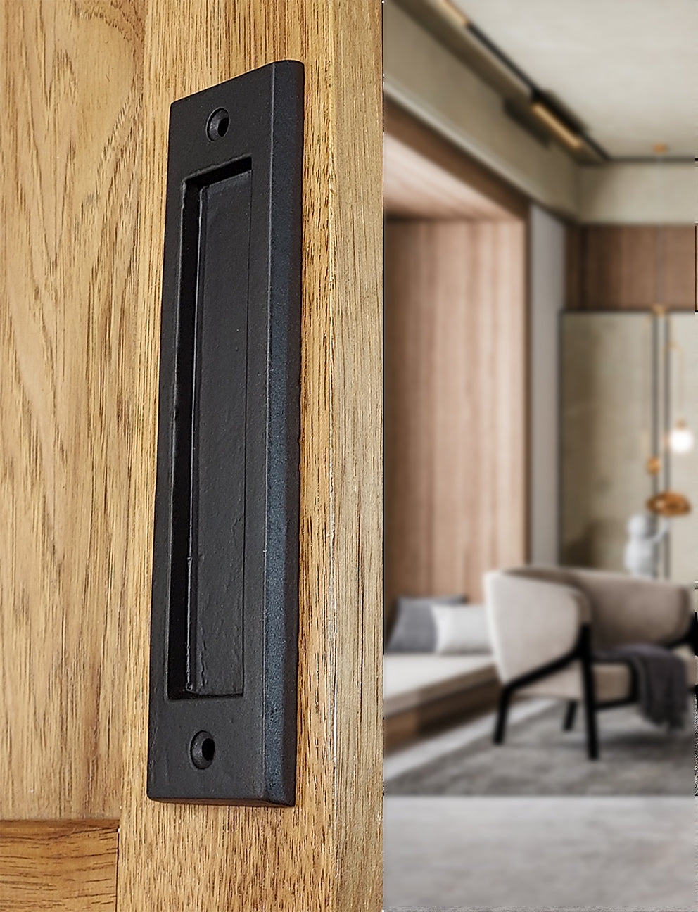 Flush Pull Barn Door Handle Handle -7 Inch - Sleek Modern Finger Pull Handle  - "Easy Mount"