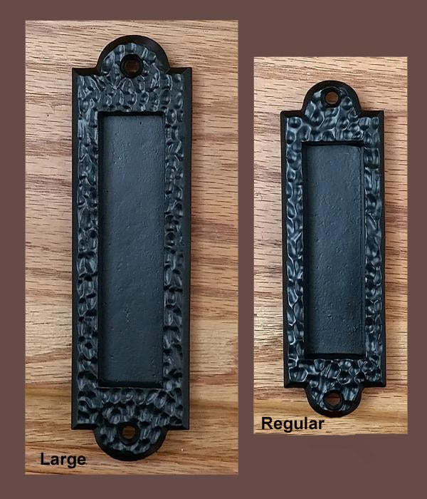 Flush Pull Barn Door Handle, Finger Pull Handle with Distressed, Pitted Look, Black - Multiple Sizes Available - Sold Individually