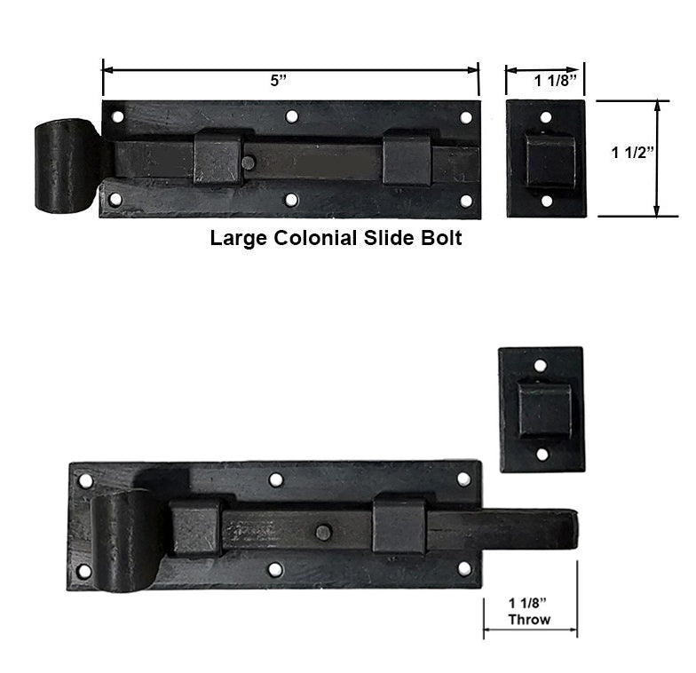 Colonial Surface Slide Bolt with curled handle
