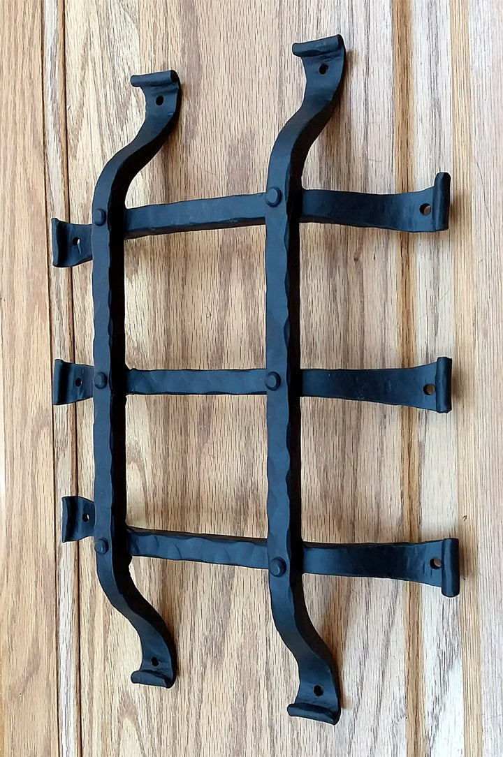 Premium curled tip door and gate grille in black powder coat finish, measuring 9.5 x 13.5 inches with five bars.