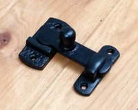 180 degree swivel lift latch in black finish, designed for secure gate operation and easy access.