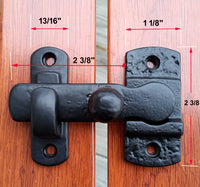 180-degree swivel lift latch for gates, featuring a durable design with precise measurements for easy installation.