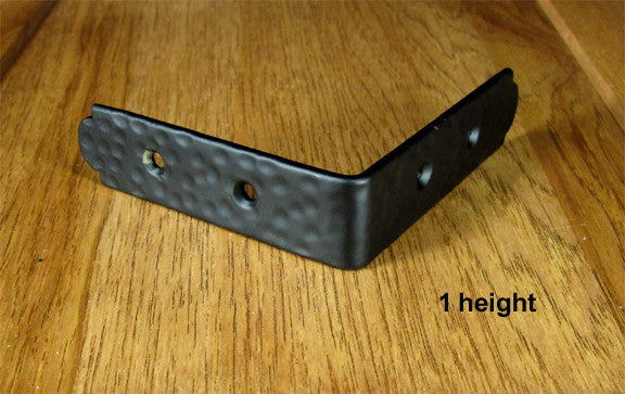 Rustic, hammered Table Edge Corner Bracket - 1" high  (incl Rustic Head screws)