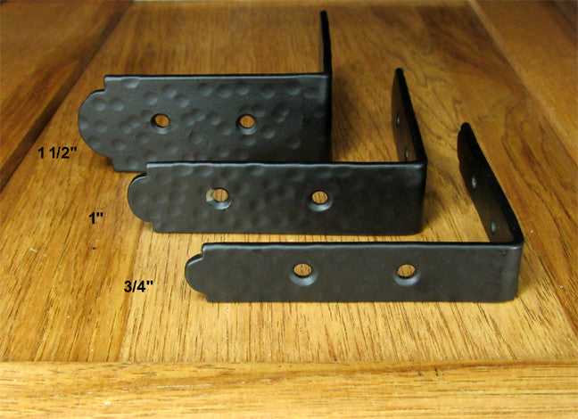 Rustic, hammered Table Edge Corner Bracket - 1" high  (incl Rustic Head screws)