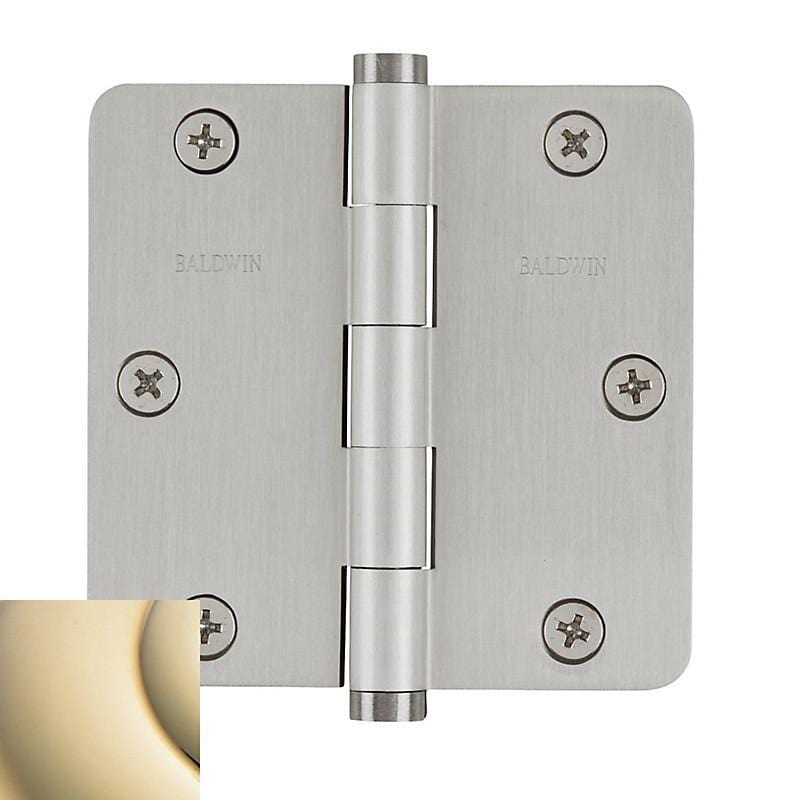 Baldwin Residential Hinges, 3-1/2" x 3-1/2" with 1/4" Radius Corners - Door Hinges Lifetime Brass - 8