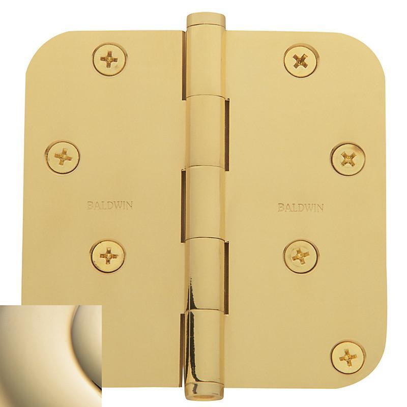 Baldwin Residential Hinges, 4" x 4" with 5/8" Radius Corners - Door Hinges Lifetime Brass - 9