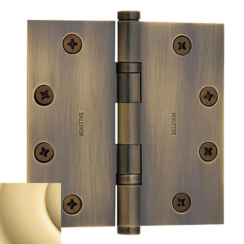 4.5" x 4.5" Baldwin Ball Bearing Architectural Hinges - Multiple Finishes Available - Door Hinges Polished Brass - 1