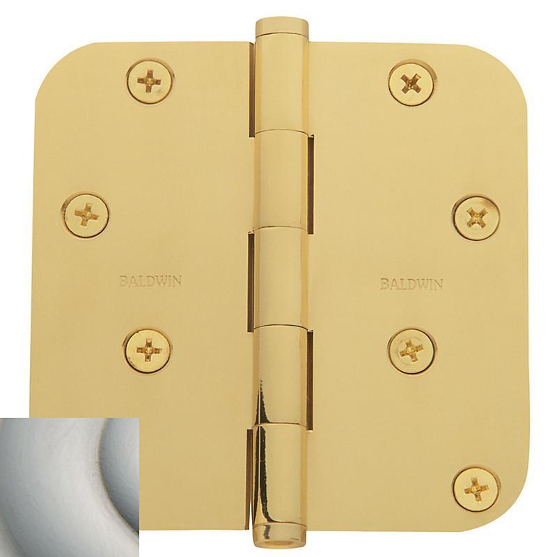 Baldwin Residential Hinges, 4" x 4" with 5/8" Radius Corners - Door Hinges Lifetime Satin Nickel - 8