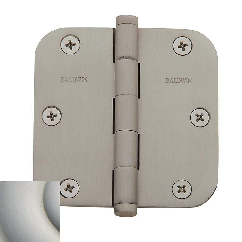 Baldwin Residential Hinges, 3-1/2" x 3-1/2" with 5/8" Radius Corners - Door Hinges Lifetime Satin Nickel - 8