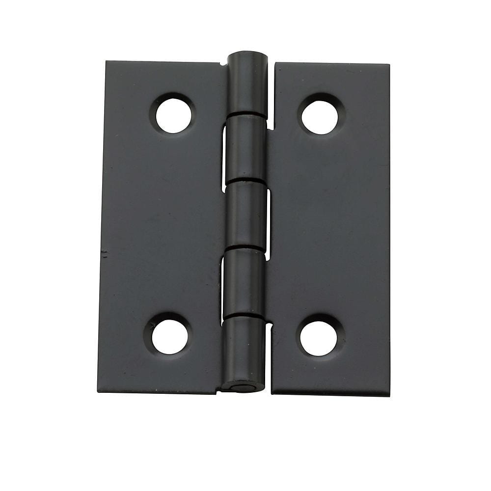 Small broad hinges measuring 1-1/2" x 1-1/4" available in multiple finishes, sold in a 2 pack for versatile use.