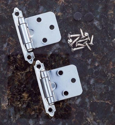 Self Closing Cabinet Hinges - Flush Mounted - Multiple Finishes Available - Sold in Pairs - Self Closing Cabinet Hinges Chrome Finish - 3