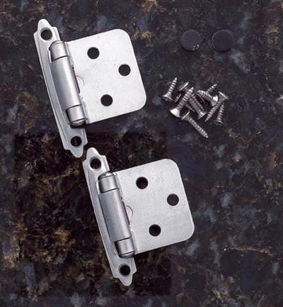 Self Closing Cabinet Hinges - Flush Mounted - Multiple Finishes Available - Sold in Pairs - Self Closing Cabinet Hinges Satin Nickel Finish - 7