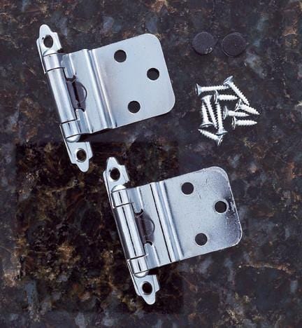 Self Closing Cabinet Hinges - 3/8 Inset - Multiple Finishes Available - Sold in Pairs - Self Closing Cabinet Hinges Chrome Finish - 3
