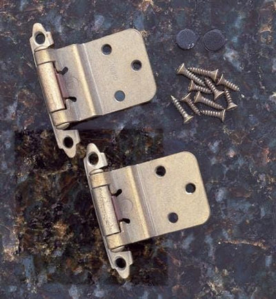 Self Closing Cabinet Hinges - 3/8 Inset - Multiple Finishes Available - Sold in Pairs - Self Closing Cabinet Hinges Antique Brass Finish - 4