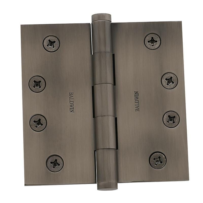 4" x 4" Baldwin Architectural Hinges - Multiple Finishes Available - Door Hinges Antique Nickel, Dull - 7