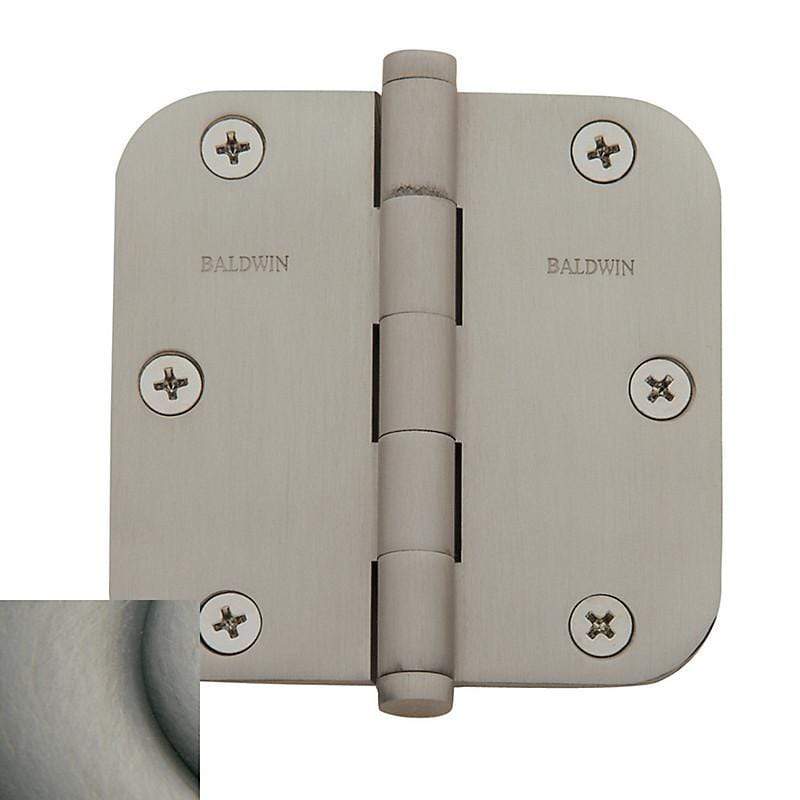 Baldwin Residential Hinges, 3-1/2" x 3-1/2" with 5/8" Radius Corners - Door Hinges Antique Nickel, Dull - 7