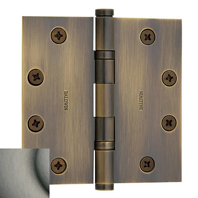 4.5" x 4.5" Baldwin Ball Bearing Architectural Hinges - Multiple Finishes Available - Door Hinges Antique Nickel, Dull - 5