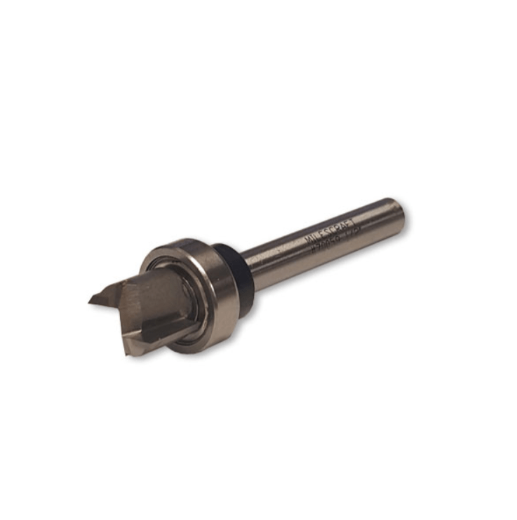 1/2 inch straight router bit with bearing for precision cutting in woodworking projects, sold individually.