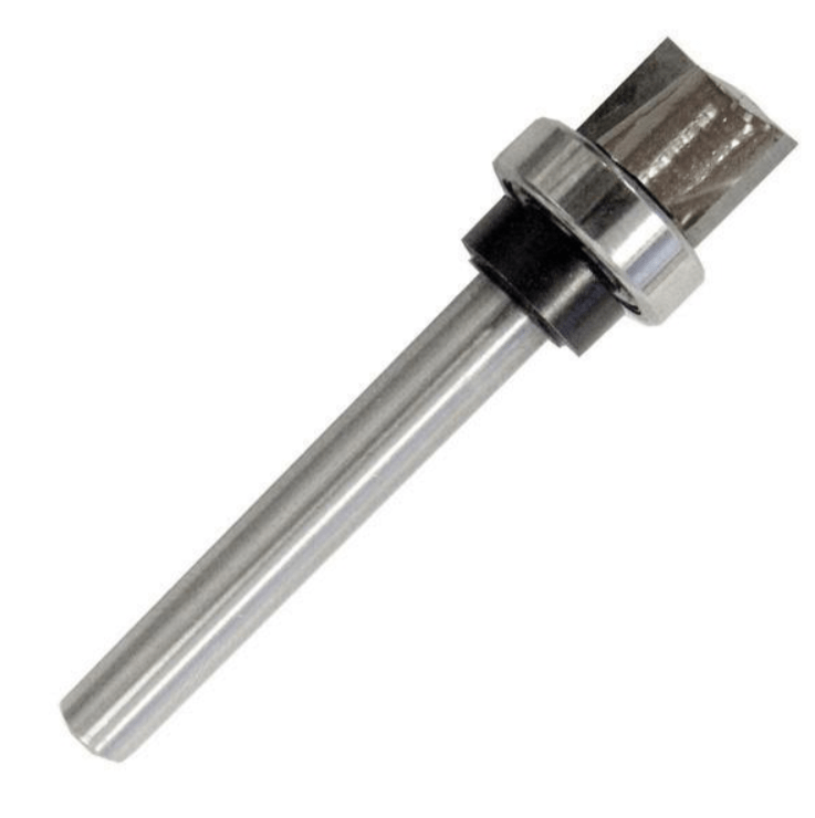 1/2 inch straight router bit with bearing, designed for precise cutting in woodworking projects. Sold individually.