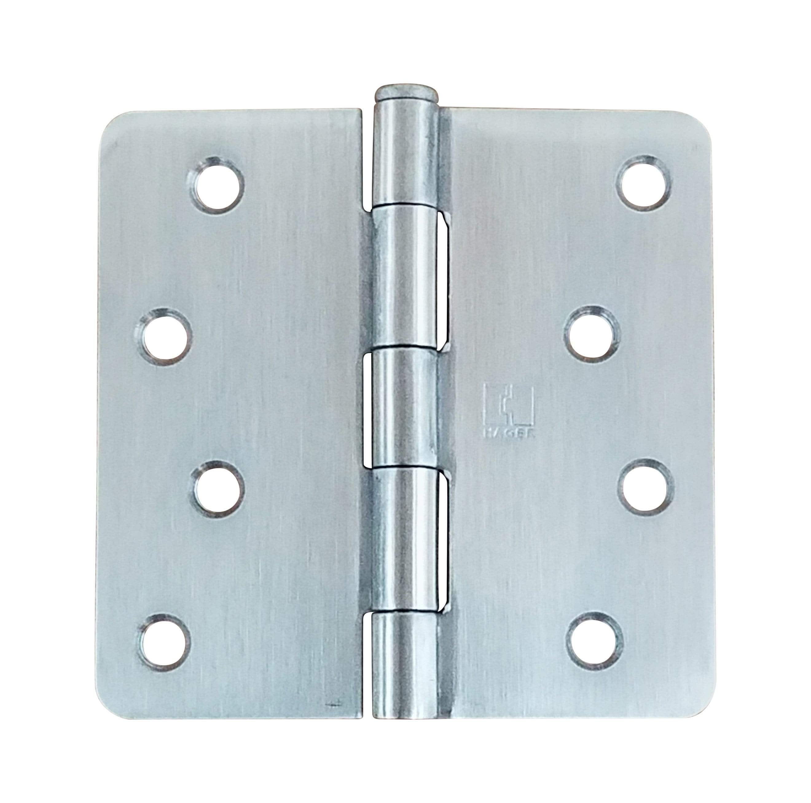 Hager five knuckle plain bearing hinge, 4 inches with 1/4 inch radius, available in multiple finishes, sold individually.