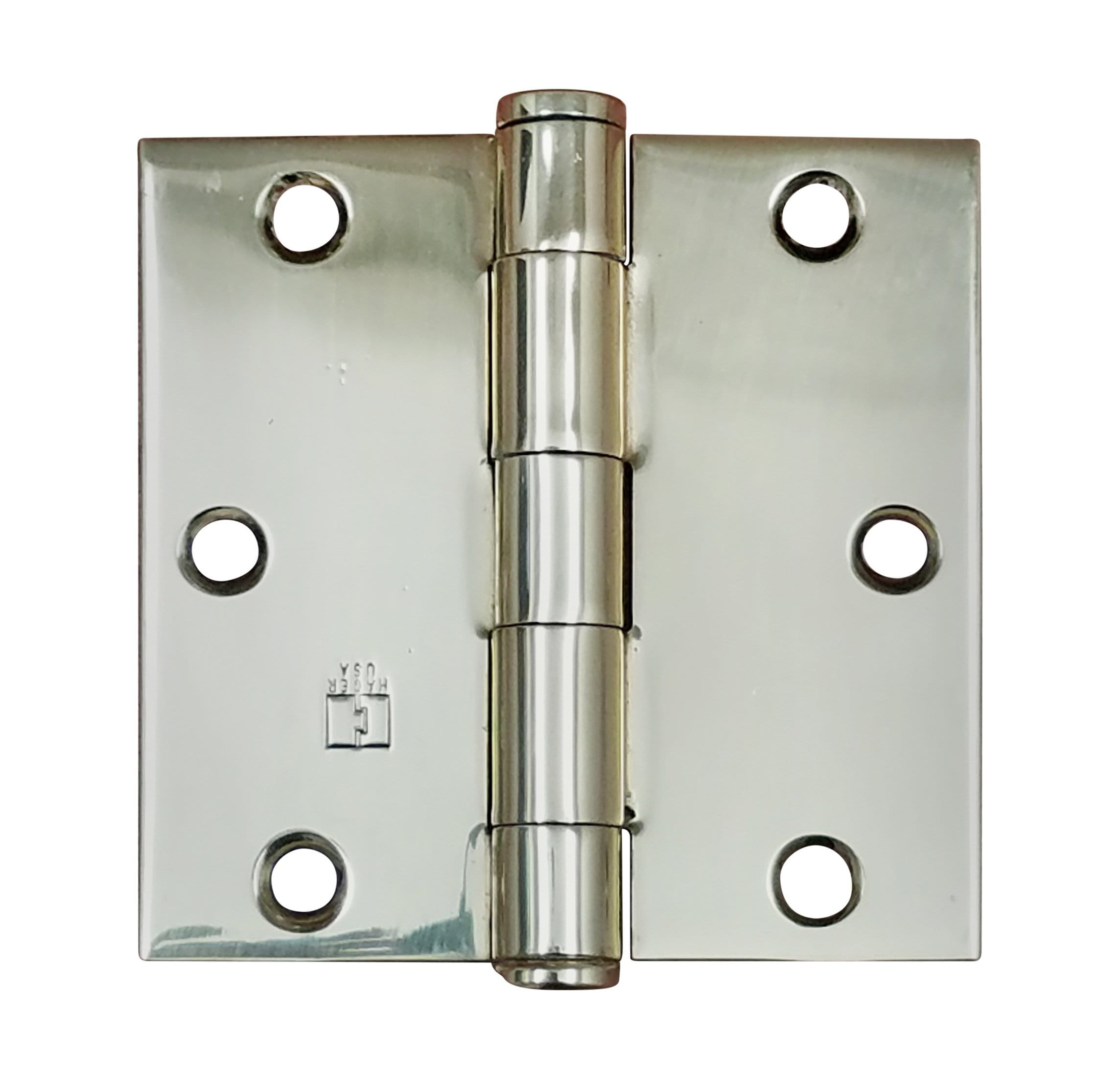 Hager 3.5-inch square door hinge in multiple finishes, sold individually for residential and commercial use.