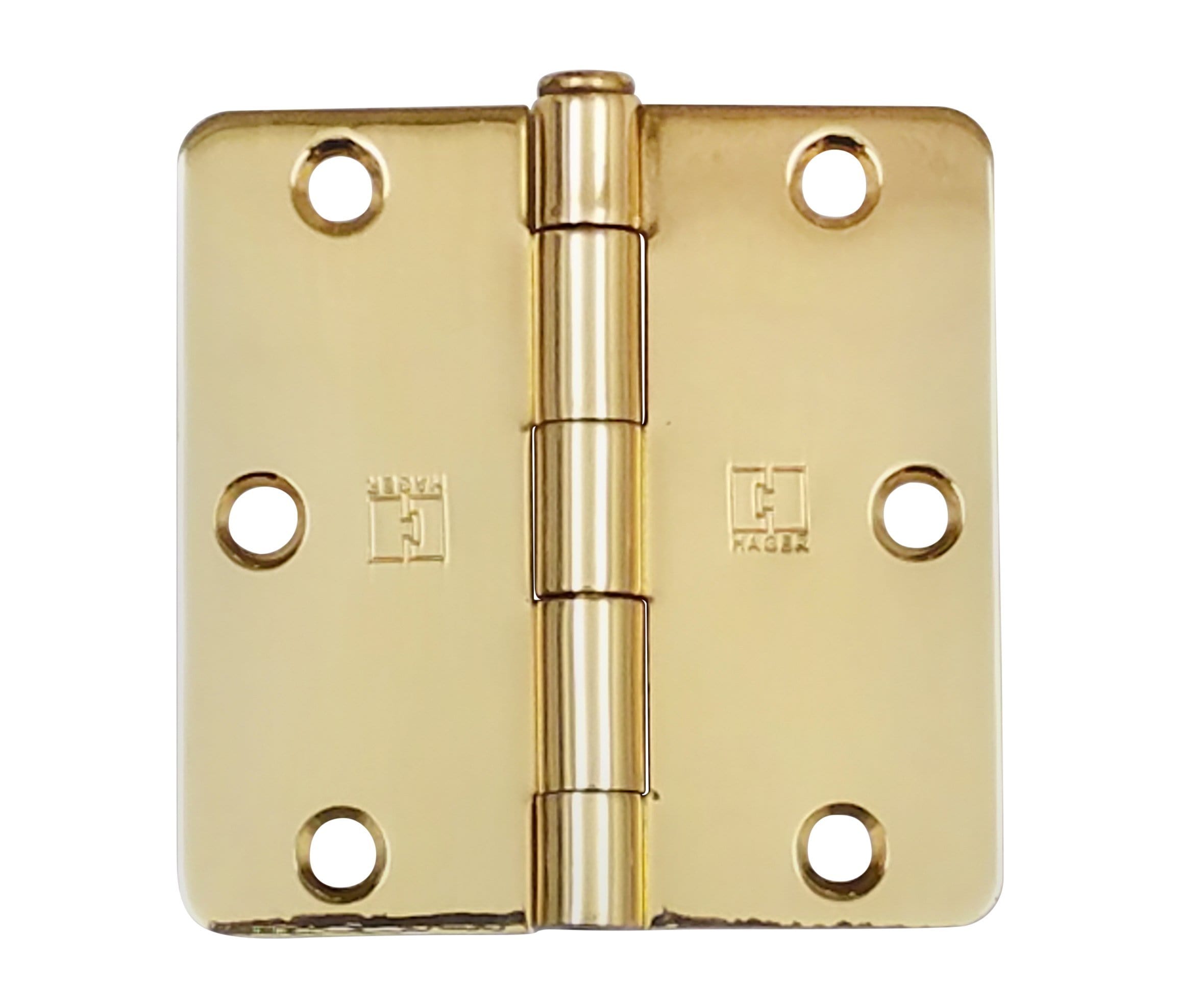 Hager 3.5-inch door hinge with 1/4-inch radius, available in multiple finishes, sold individually for easy installation.