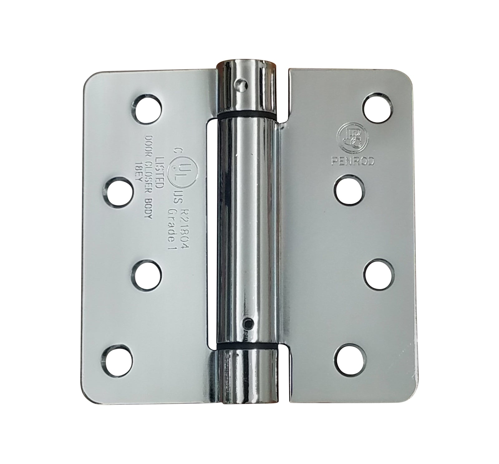4" X 4" Spring Hinges With 1/4" Radius Corners Polished Chrome - 2 Pack