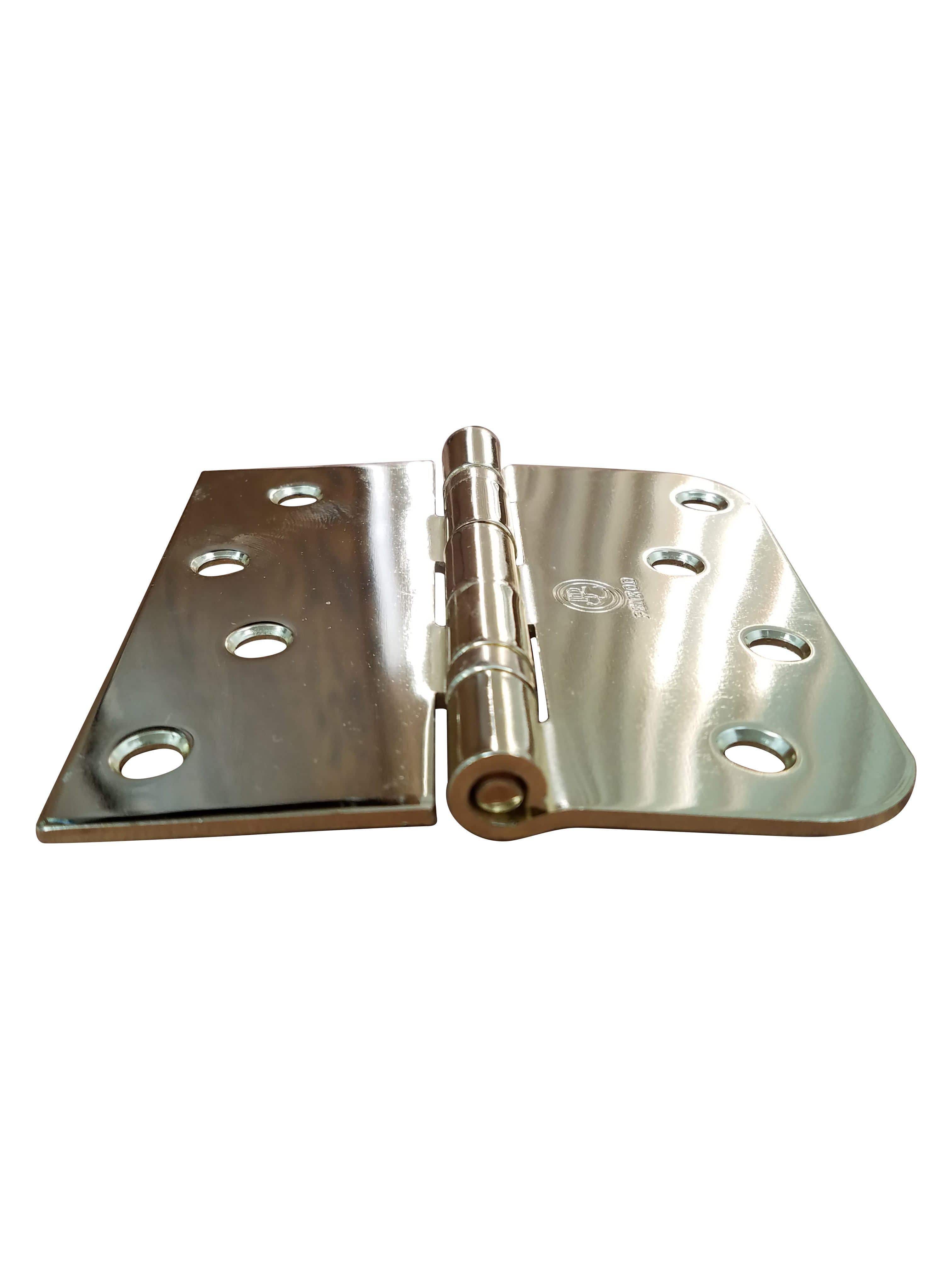 5/8" X Square Corner Hinges - 4" X 4" Ball Bearing Hinge Square Corner With 5/8" Radius Corner Polished Brass Finish - Sold As Pairs