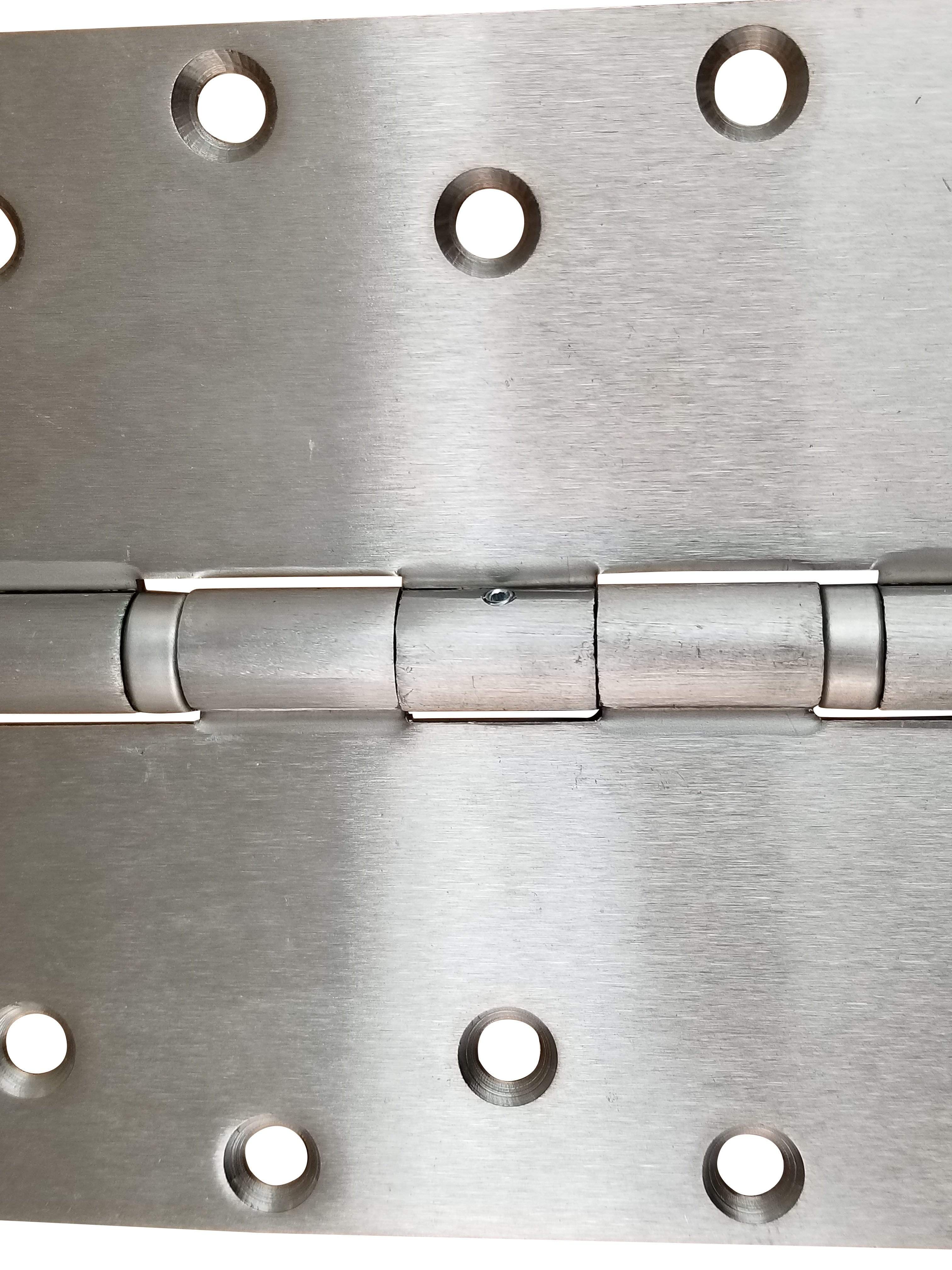 Heavy duty commercial ball bearing hinges in 5-inch square size, available in multiple finishes, sold in a 2 pack.